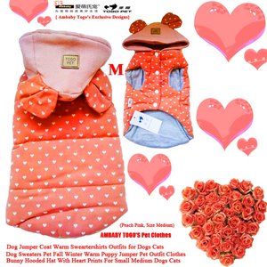 Ambaby Heart Medium Puppy Coat Hoodie Jumper Sweater Dog Jackets Pet Clothes Cat